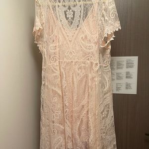 Torrid Light Pink Lace Button Dress Size 3